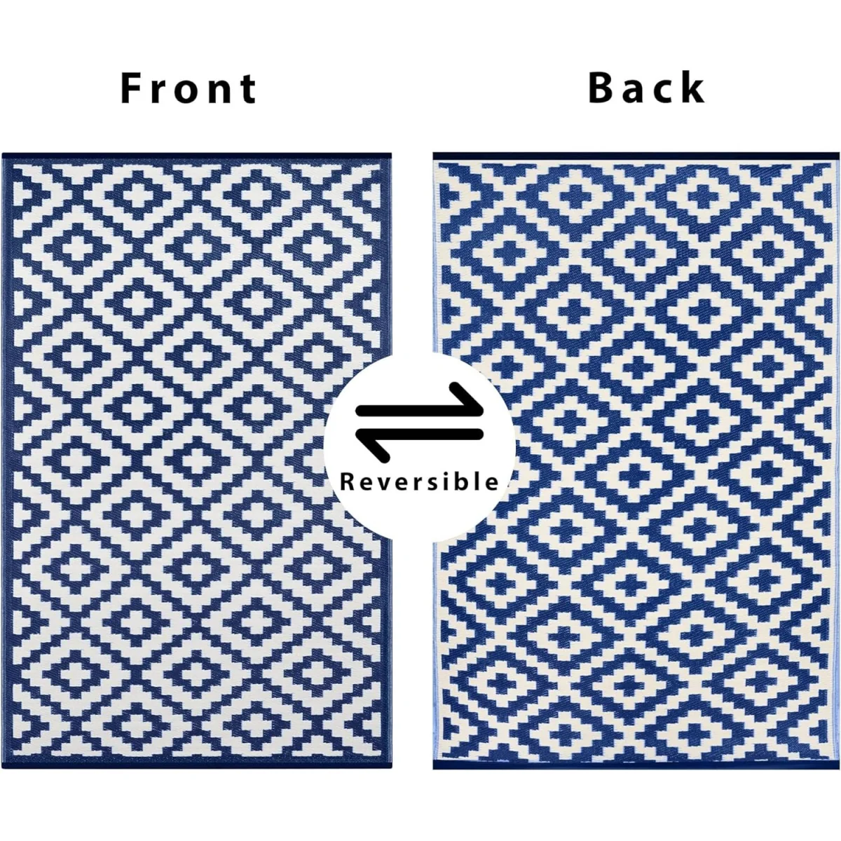 Nirvana Outdoor Rug 240x300cm Navy White Waterproof Mat Garden Camping Picnic - Navy/Blue/White – image 2
