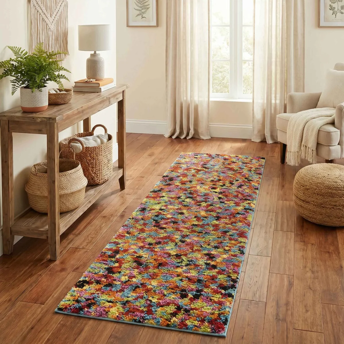 Rio Modern Living Room Shaggy Area Rug Geometric Abstract Rug Pixel Design - Multi Colour / 170cm – image 3
