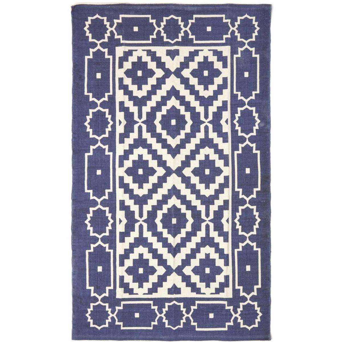 Homescapes Halmstad Scandi Style Cotton Printed Rug - Blue / 150cm – image 2