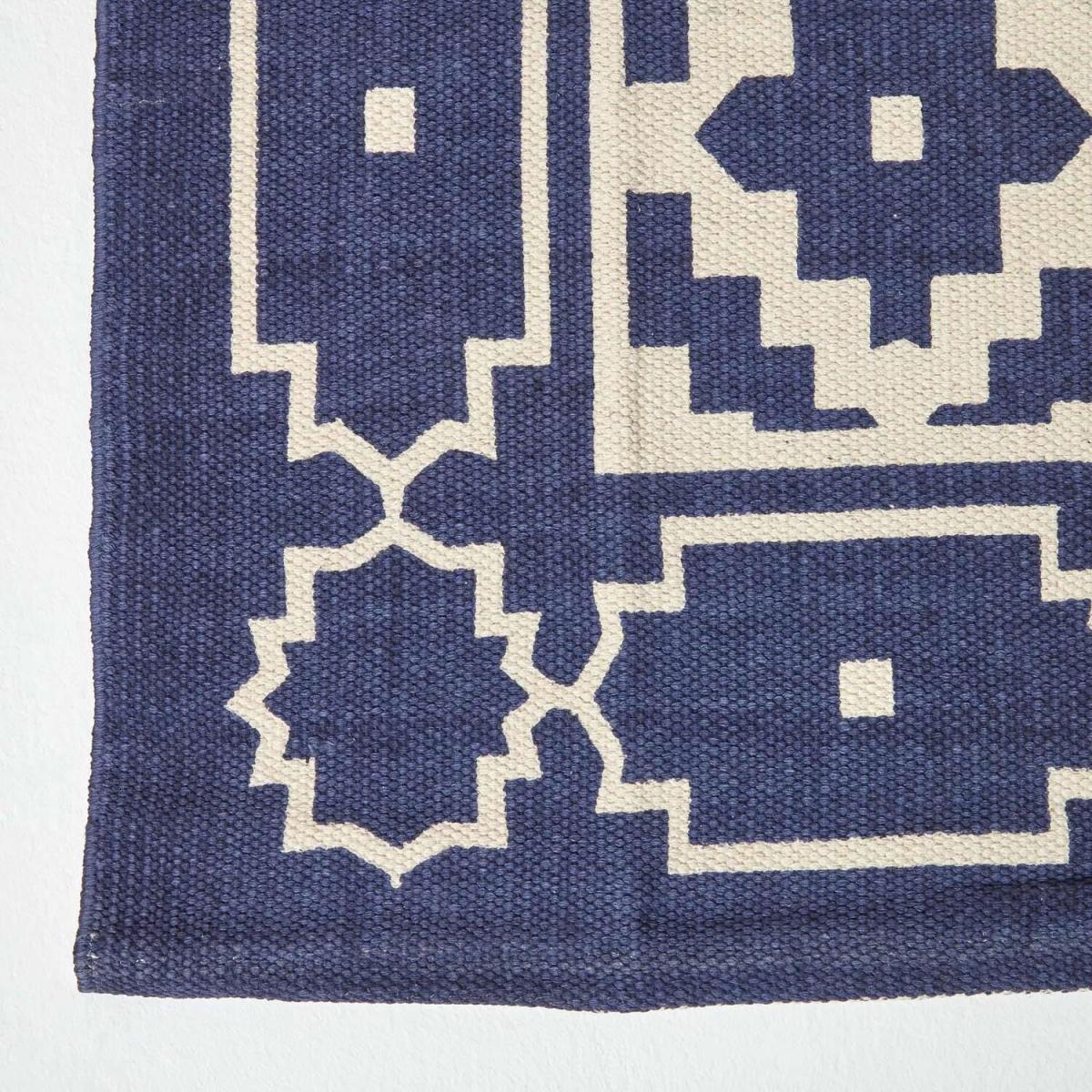 Homescapes Halmstad Scandi Style Cotton Printed Rug - Blue / 150cm – image 3