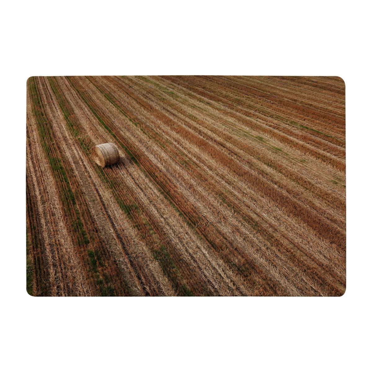 Aerial View Of Hay Bale Fields Designer Rug - Brown / 200cm – image 1