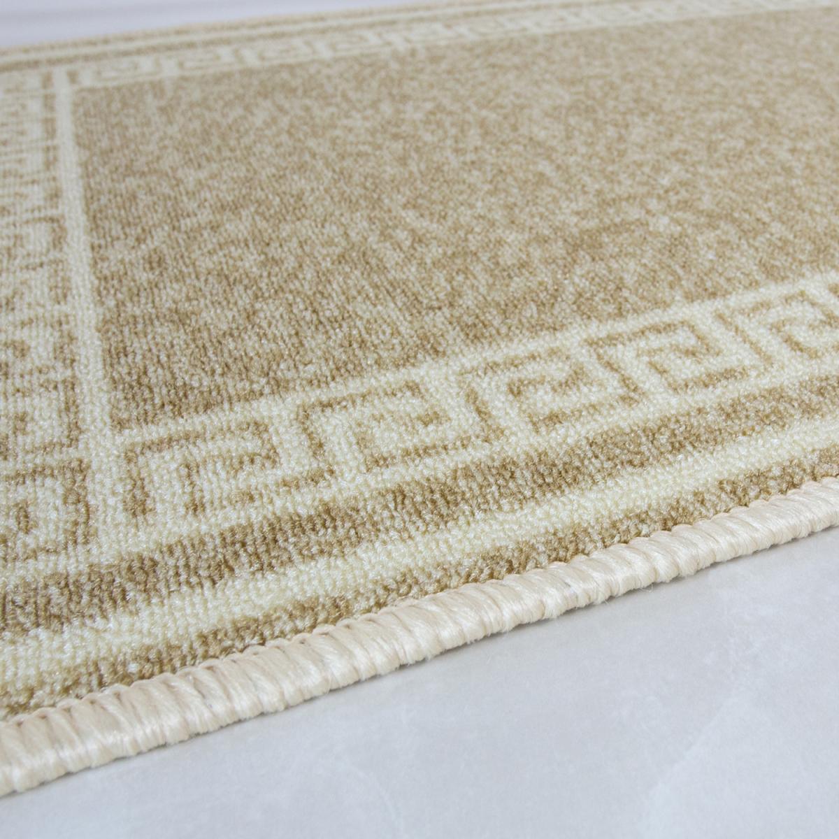 Neutral Beige Geometric Bordered Non Slip Washable Kitchen Utility Mat - Beige / 300 x 66cm – image 3