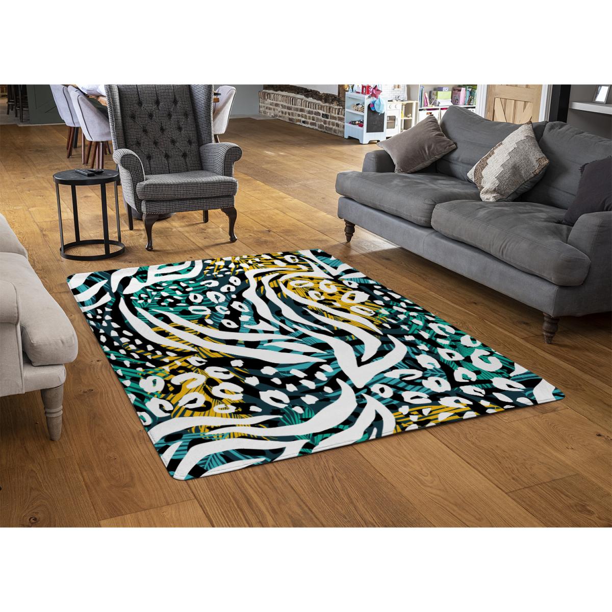 Tropical Leaves Animal Print Rug - Green / 110cm – image 2