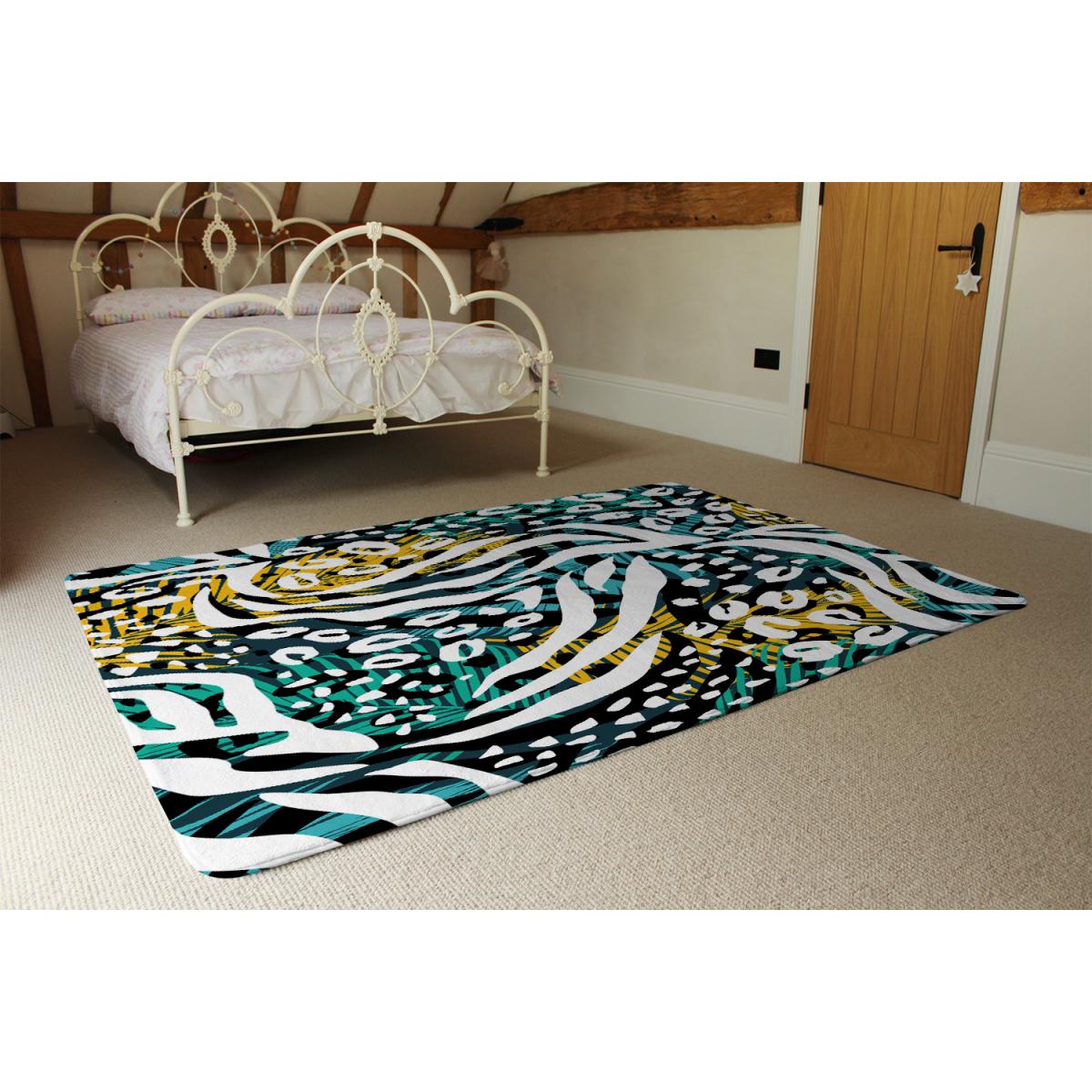 Tropical Leaves Animal Print Rug - Green / 110cm – image 3