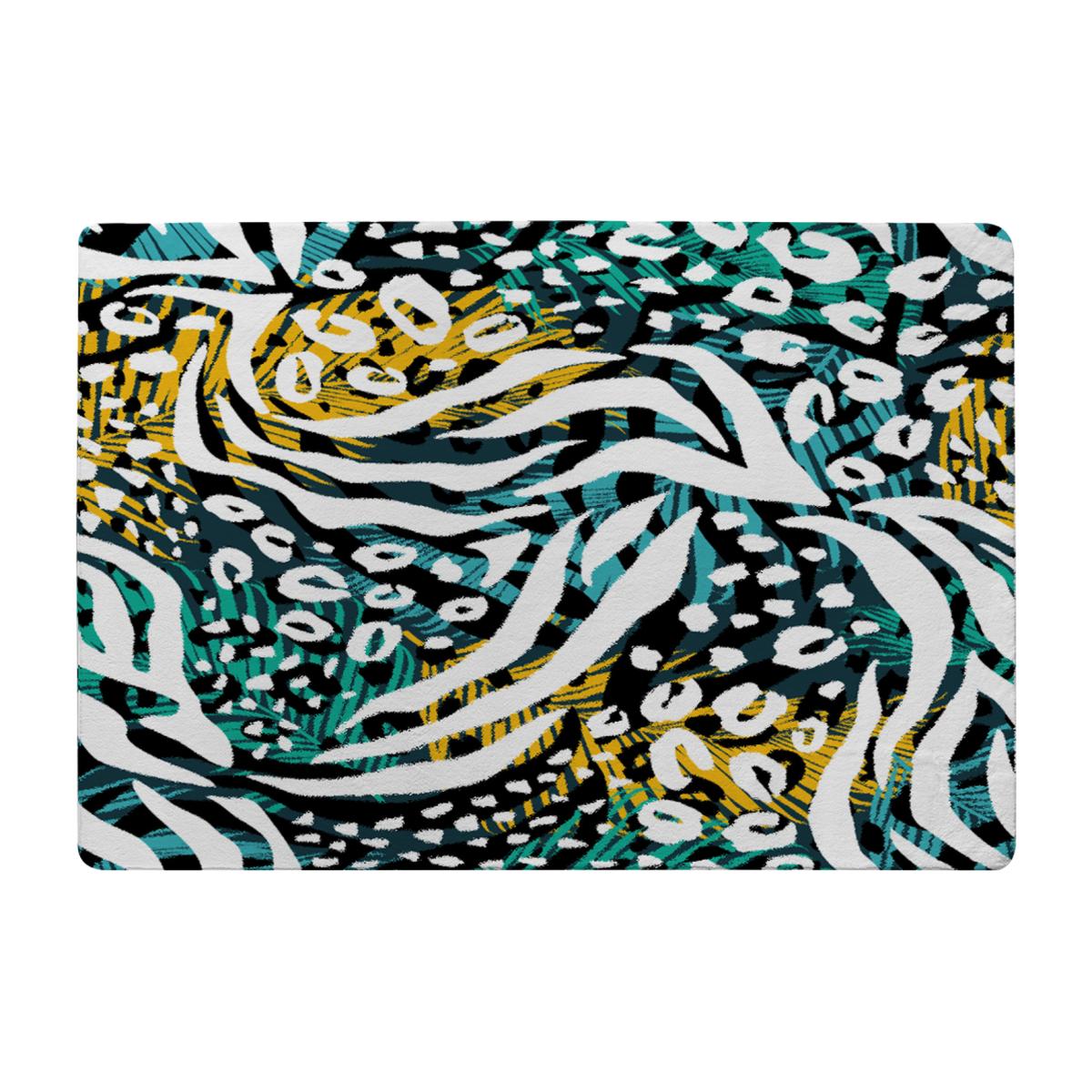 Tropical Leaves Animal Print Rug - Green / 110cm – image 1