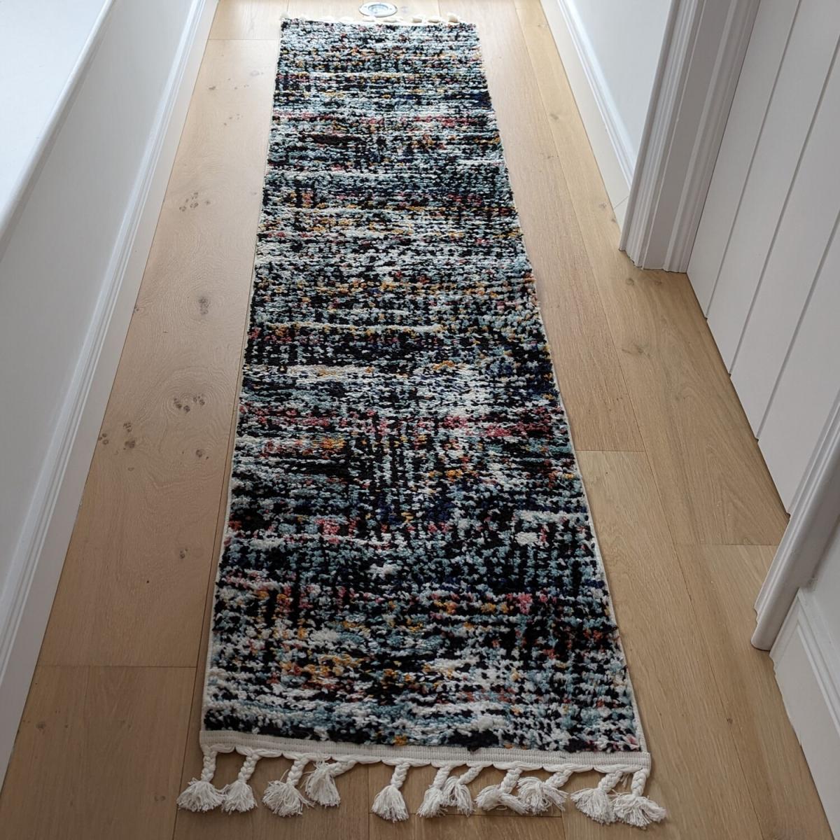 Colourful Abstract Fringed Shaggy Runner Rug - Lush - Multi – image 1