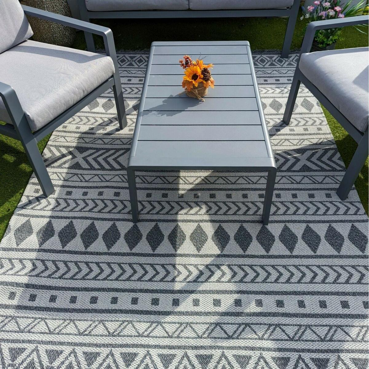 Grey Tribal Indoor Outdoor Rug - Gala - Grey / 150cm – image 7