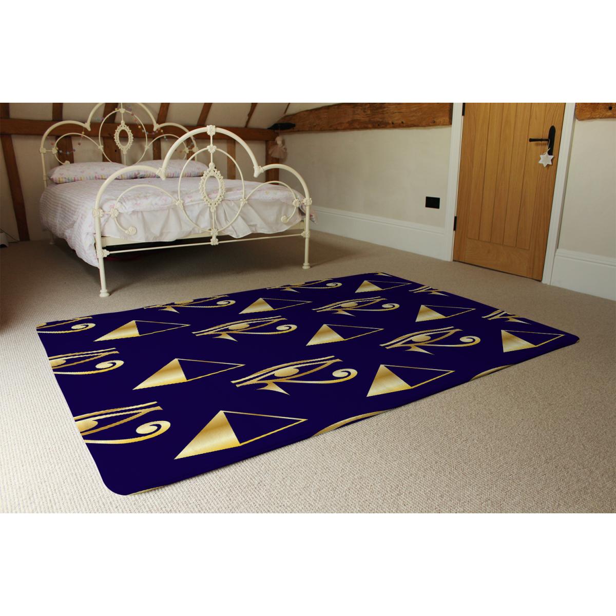 Gold Pyramid Eye Of Horus Rug - Blue / 110cm – image 4