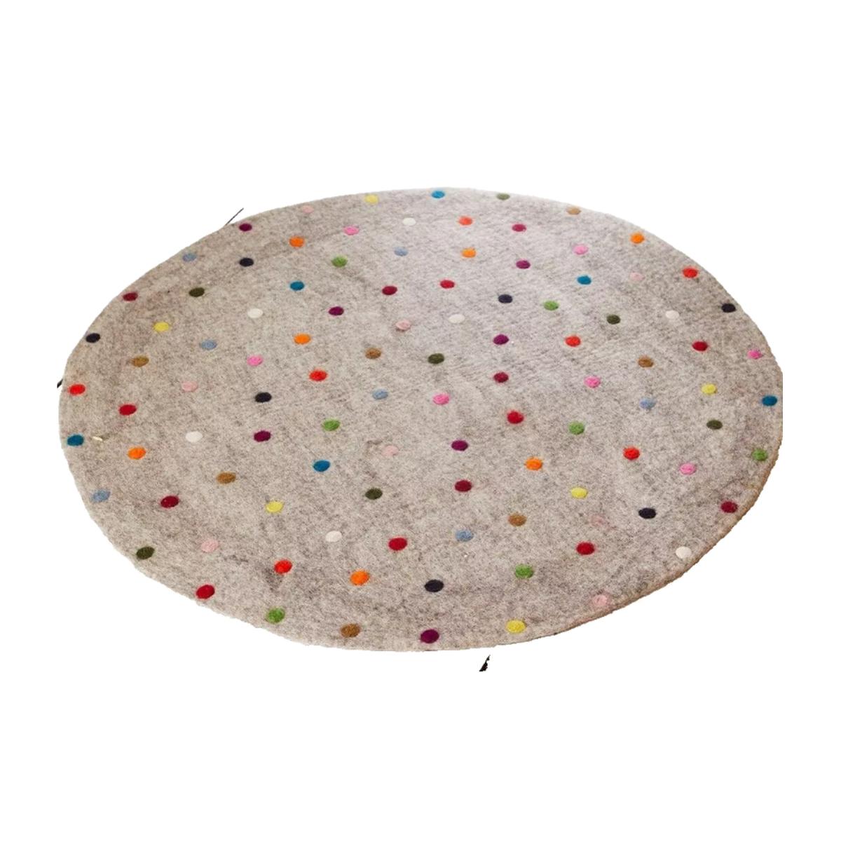 Dotty Round Needle Felted Rug - gray