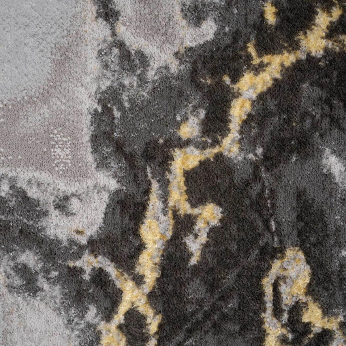 Grey Gold Metallic Modern Textured Marble Area Rug - Grey / 290cm – image 3