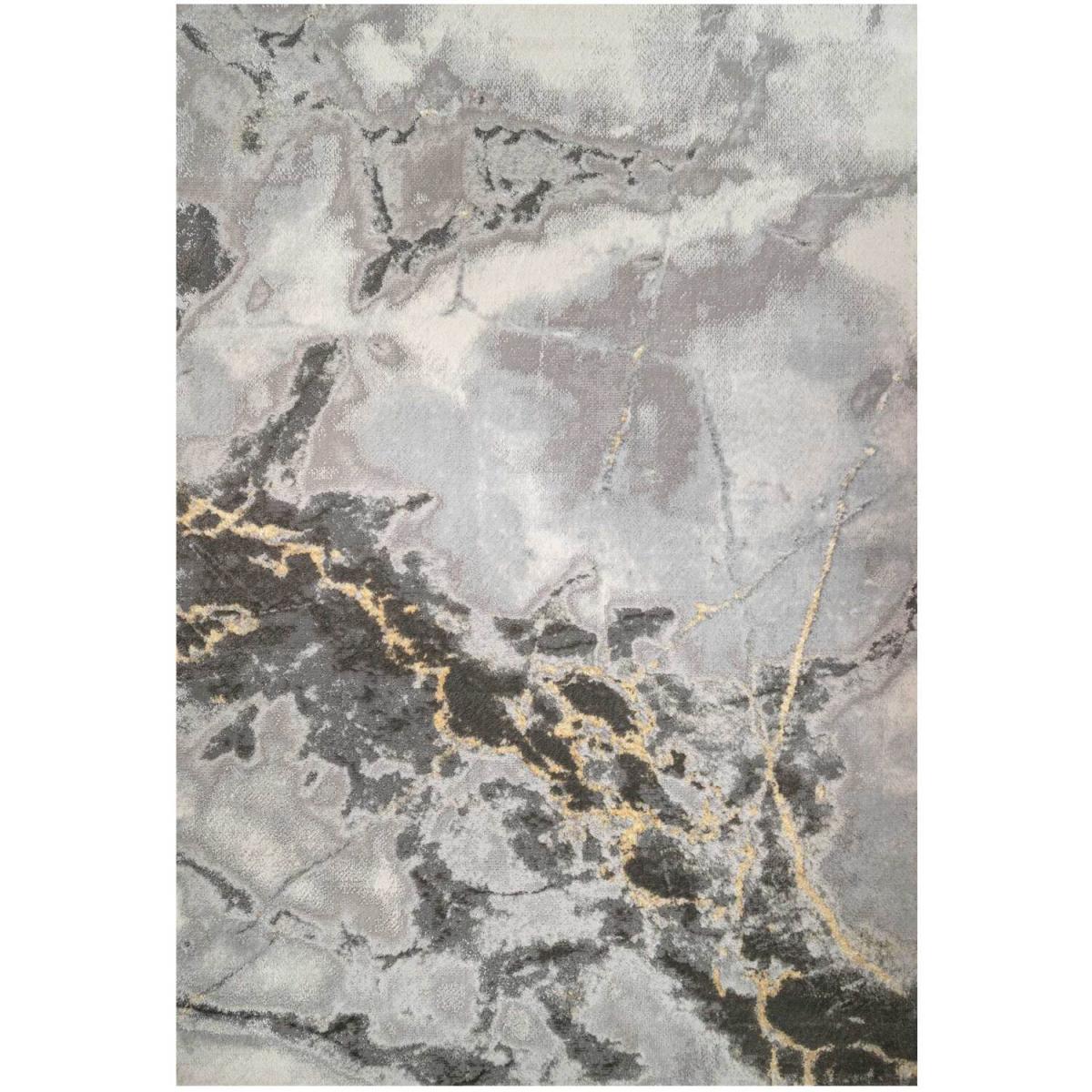 Grey Gold Metallic Modern Textured Marble Area Rug - Grey / 290cm – image 4