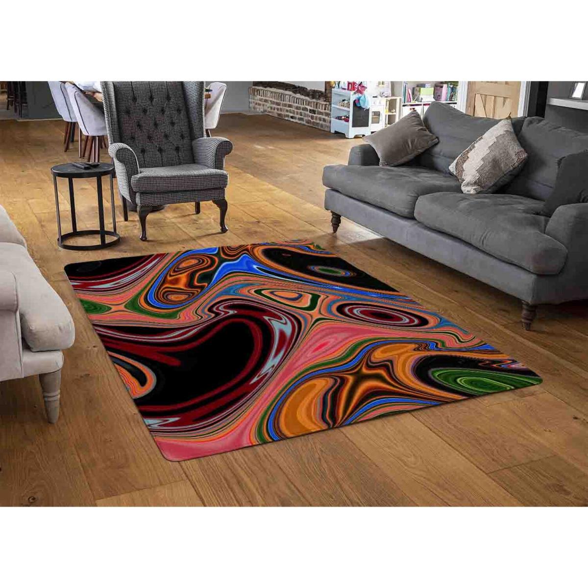 Pyschedelic Marble Pattern Rug - Orange / 110cm – image 2