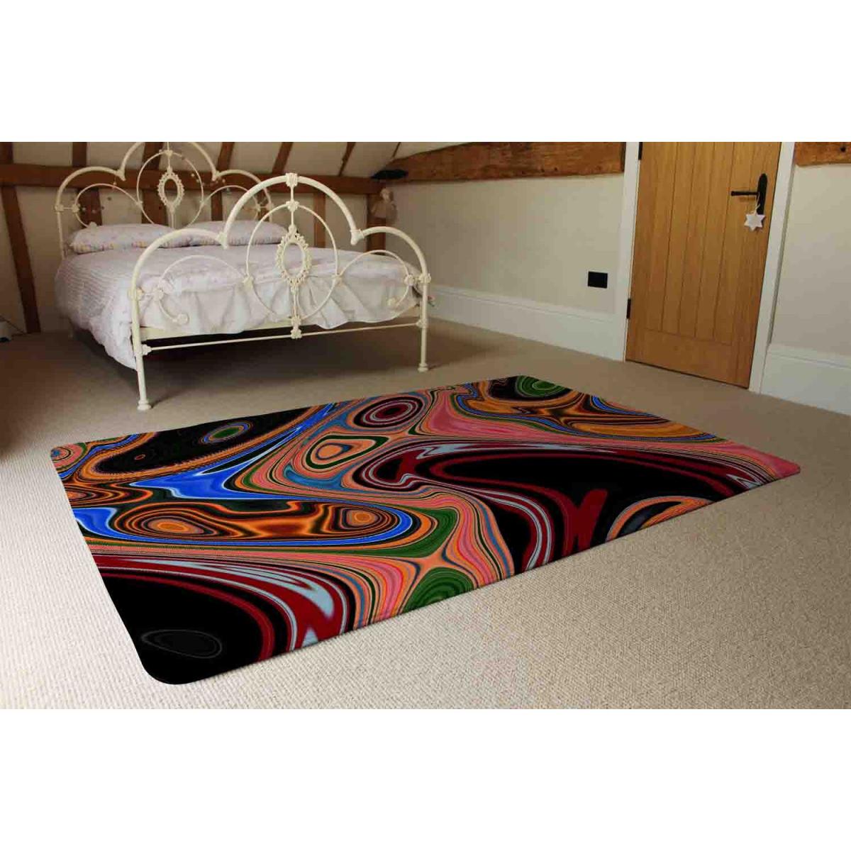 Pyschedelic Marble Pattern Rug - Orange / 110cm – image 3