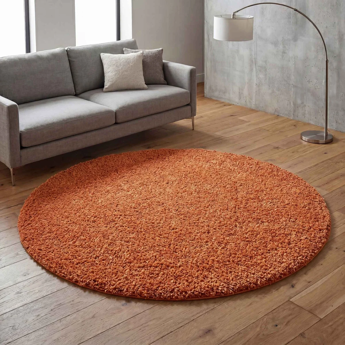 Ainsley Plain Living Room Shaggy Area Rug Modern Soft Pile Polyester Rug - Terracotta / 230cm – image 2