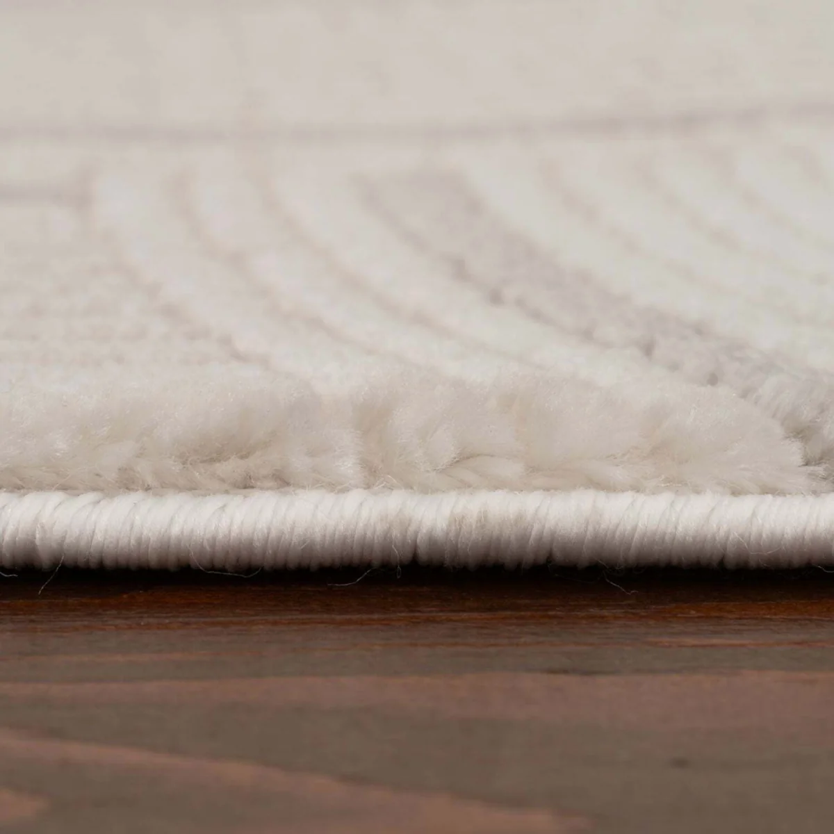 The Rugs Carmel Curved Lines Textured Runner - Cream-Grey β image 5