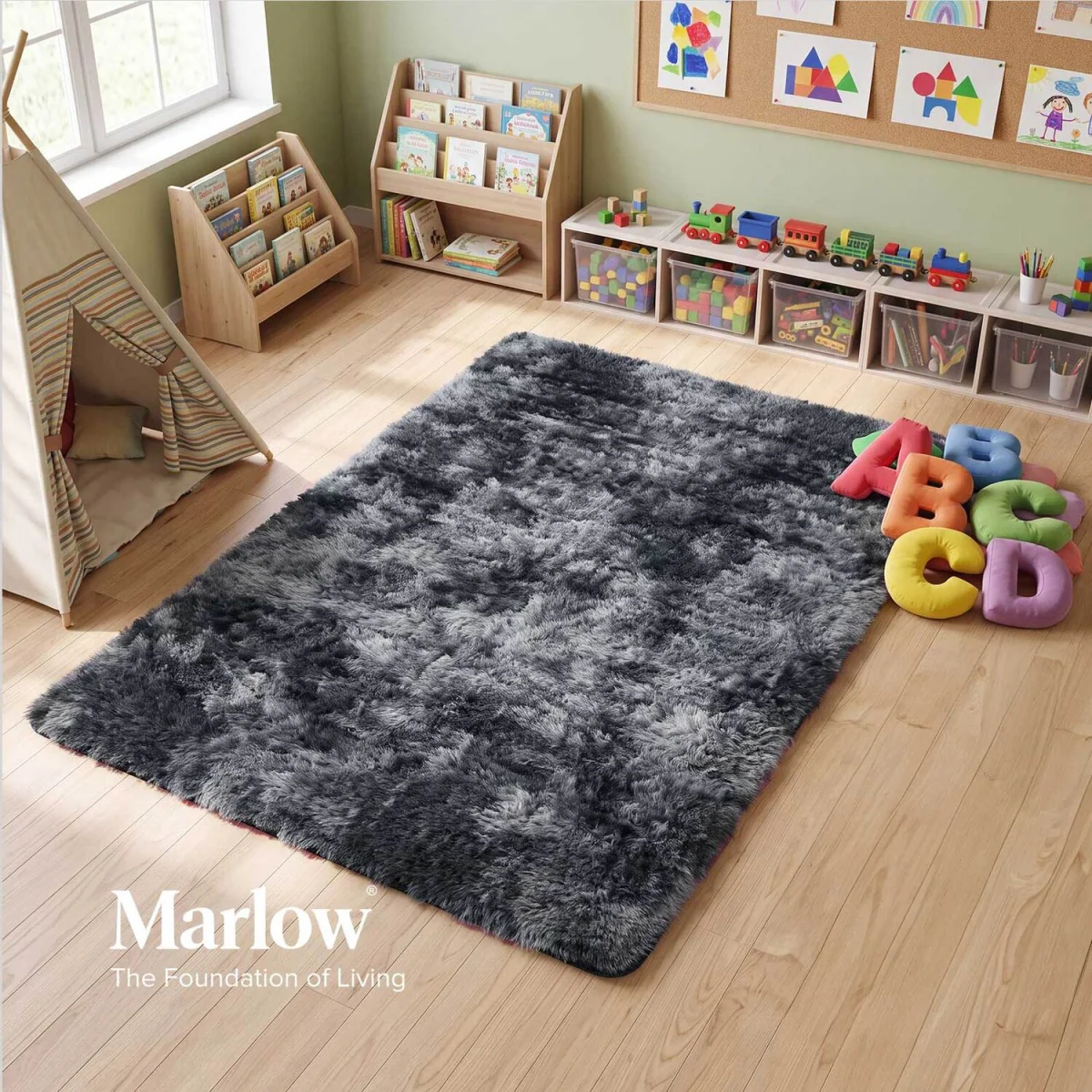 Rug Fluffy Plush Shaggy Soft Carpet for Living Room Floor Mat,Grey - Grey – image 3