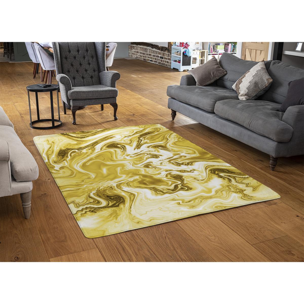 Golden Swirled Marble Rug - Gold / 230cm – image 2