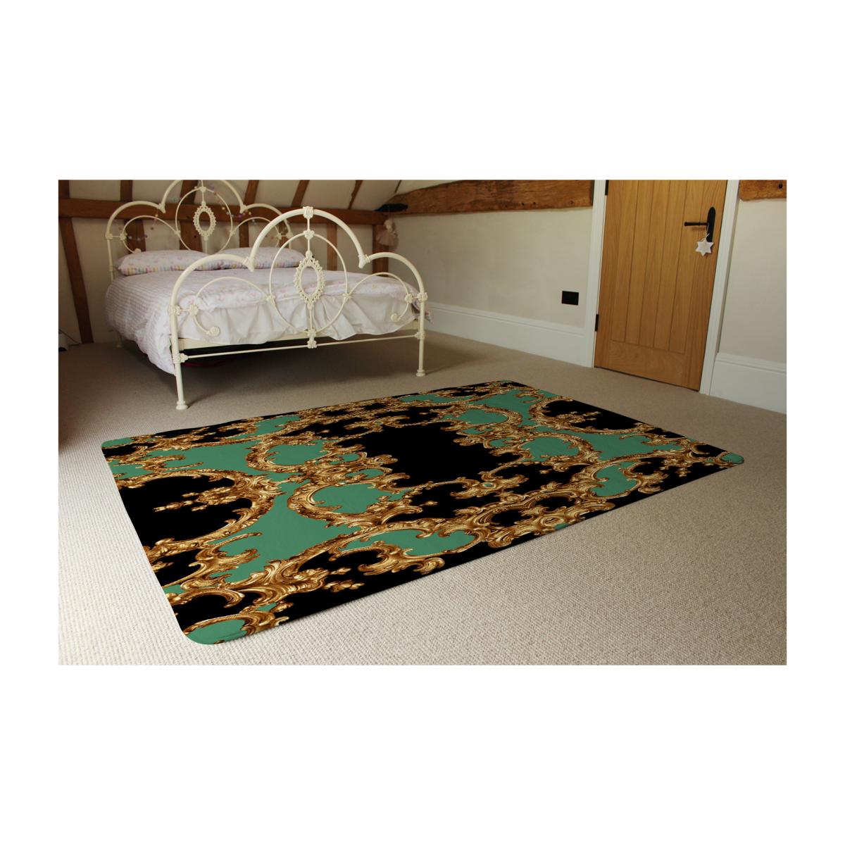 Black Green Baroque Rug - Green / 230cm – image 1