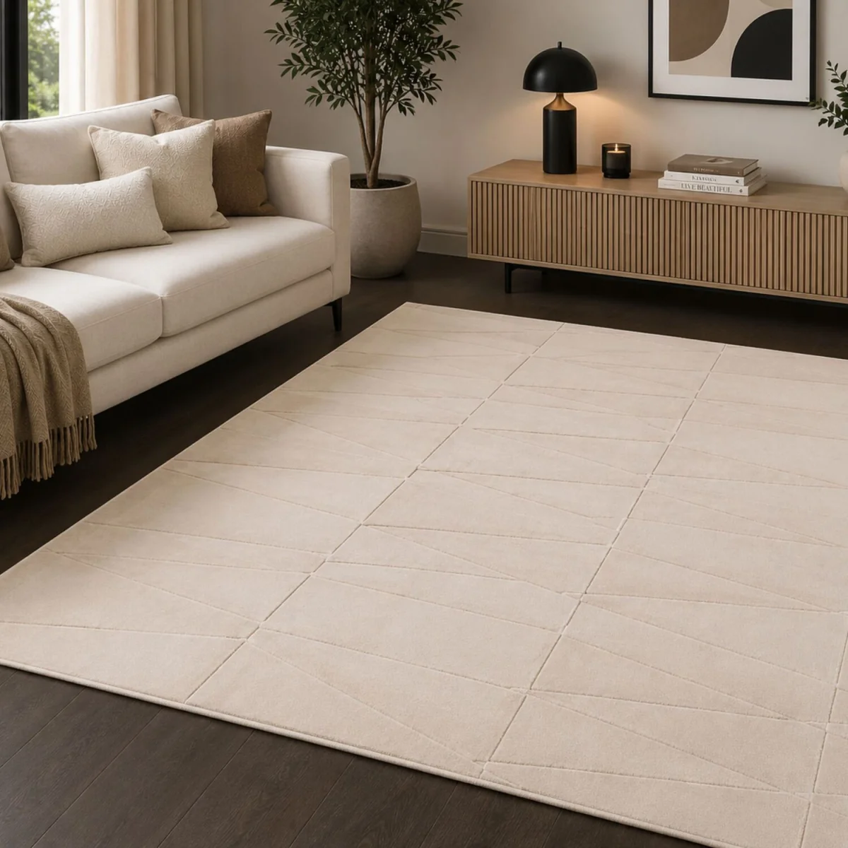 Velvet Serenity Washable Rug - Cream / 120cm – image 2