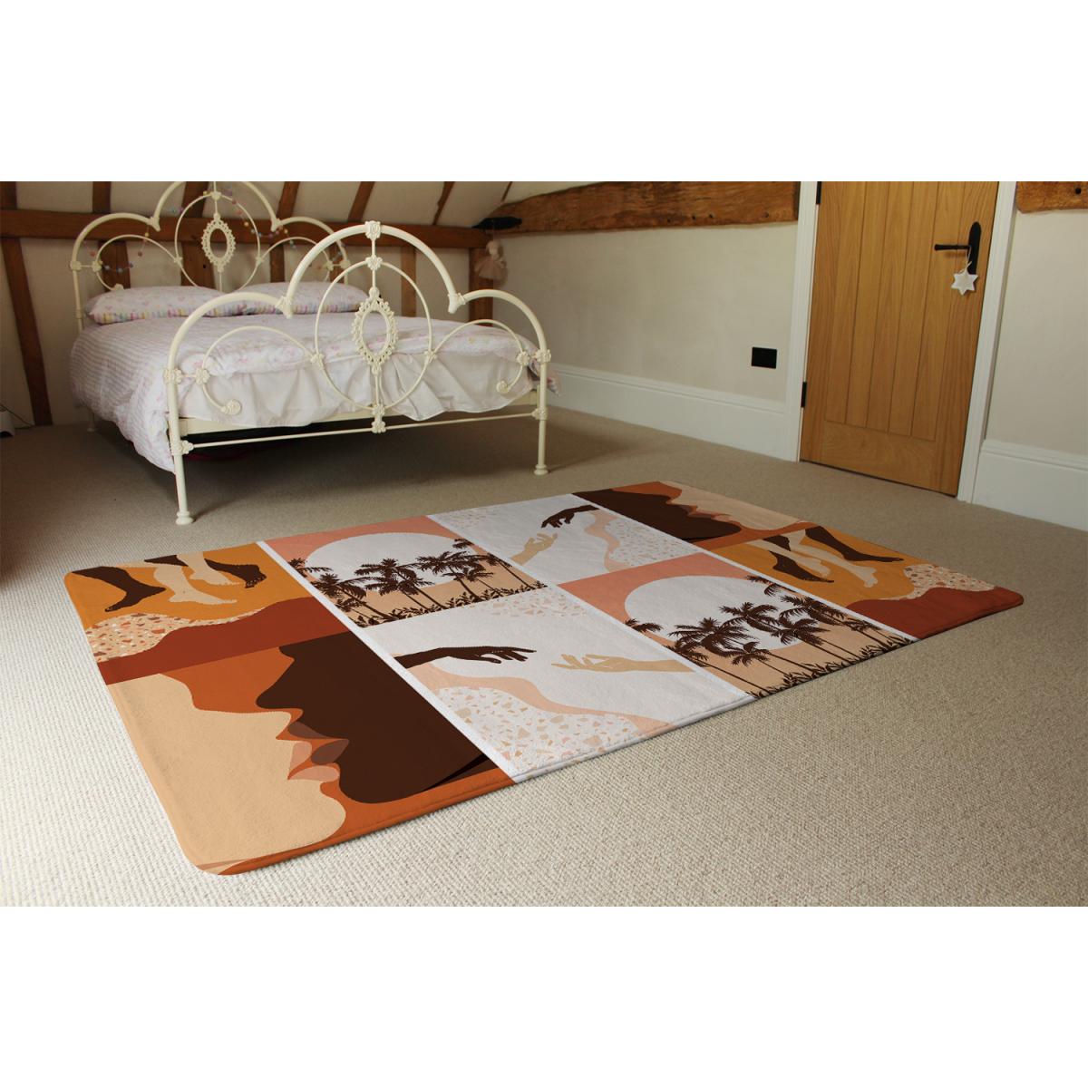 Abstract  Floral Collages, Landscape Scenes Designer Rug - Orange / 200cm – image 3