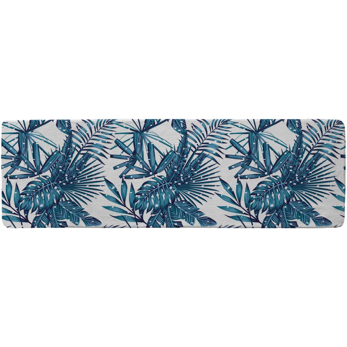 Snow Tropical Leaves Runner Rug - Blue – image 2