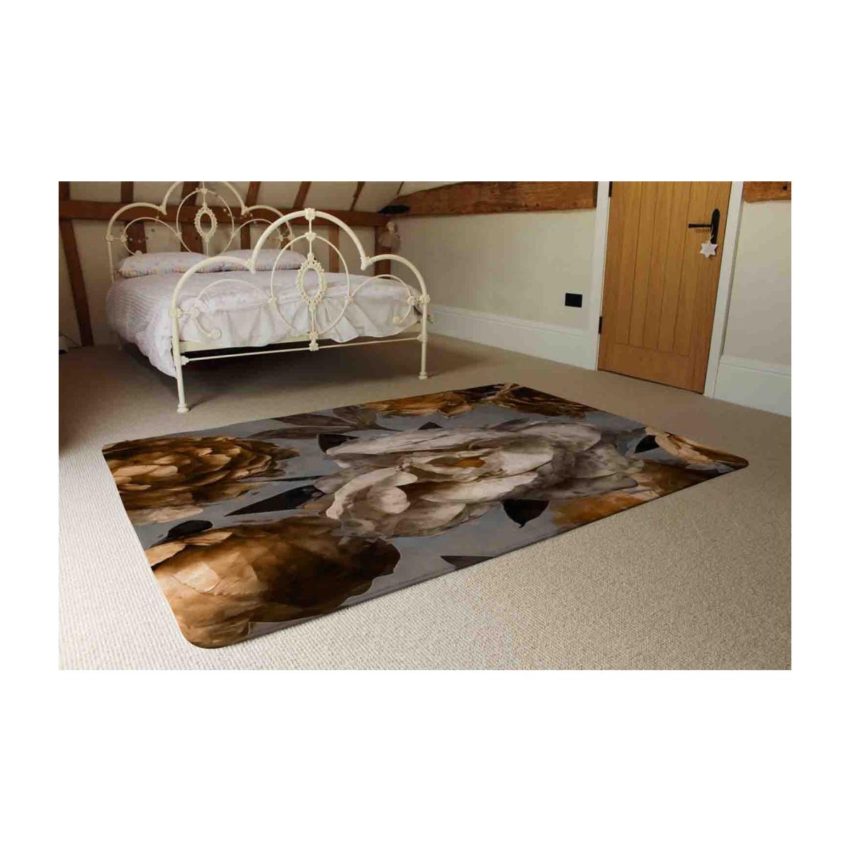 Golden White Flower Rug - Brown / 230cm – image 1
