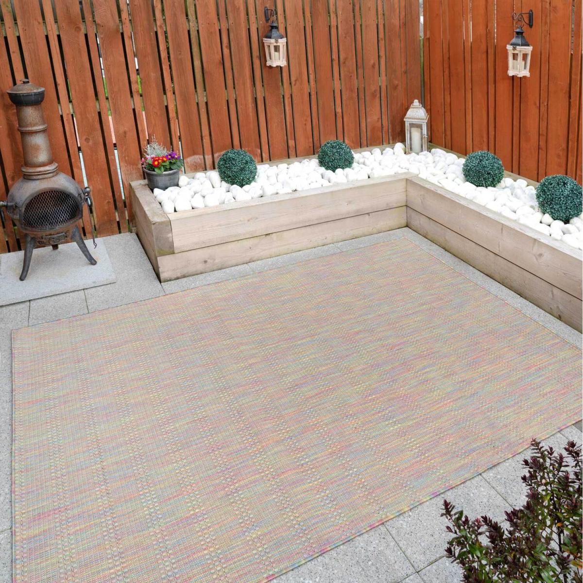 Pastel Multicolour Rainbow Durable Mottled Flatweave Indoor Outdoor Area Rug - Multicolour / 150 x 80cm – image 4