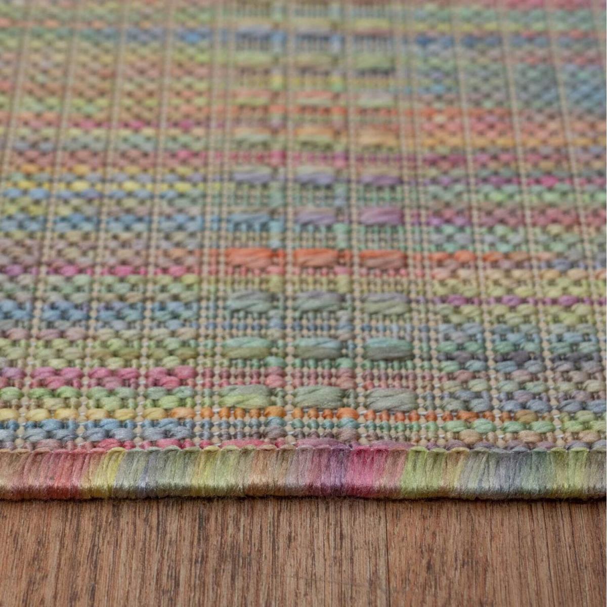 Pastel Multicolour Rainbow Durable Mottled Flatweave Indoor Outdoor Area Rug - Multicolour / 150 x 80cm – image 6