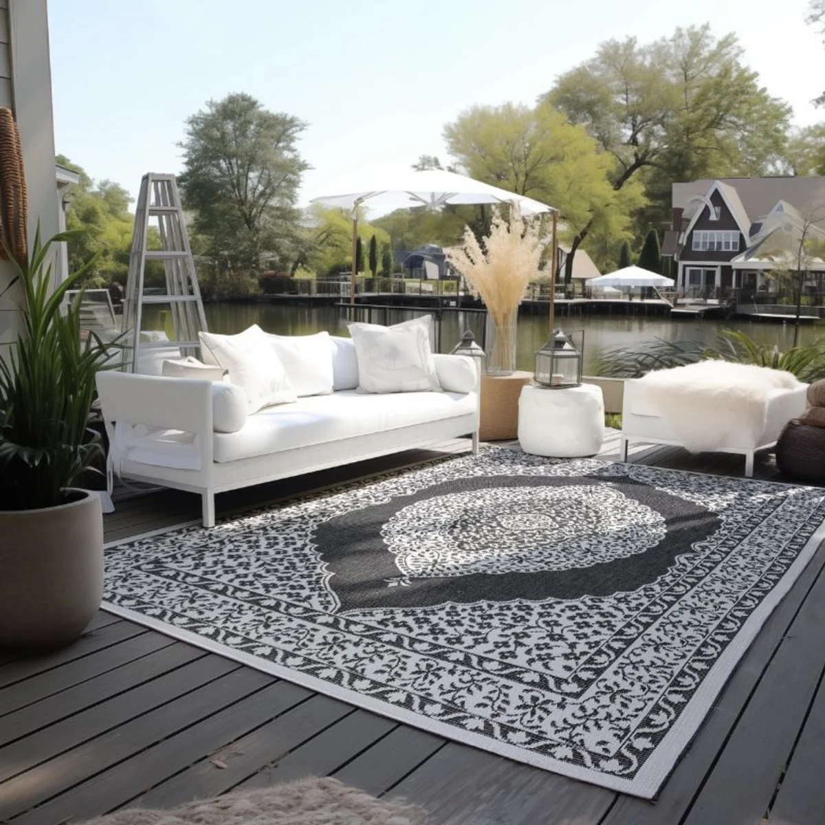 Reversible Gemini Medallion Indoor & Outdoor Rug Black - Black / 290.0cm – image 7