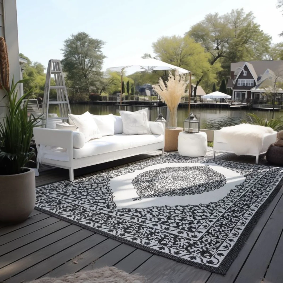 Reversible Gemini Medallion Indoor & Outdoor Rug Black - Black / 290.0cm – image 8