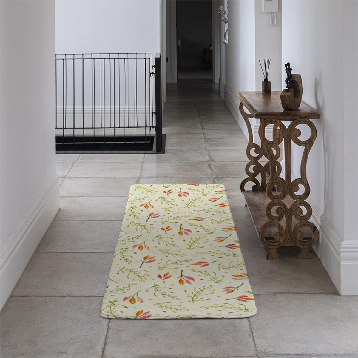 Green Branches On Light Background Runner Rug - Green – image 4