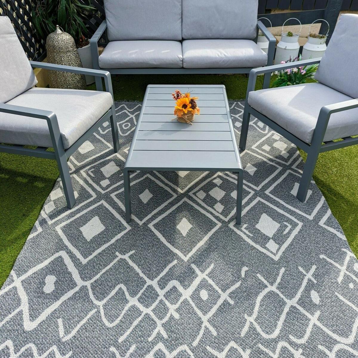 Moroccan Grey Indoor Outdoor Rug - Gala - Grey / 150cm – image 5