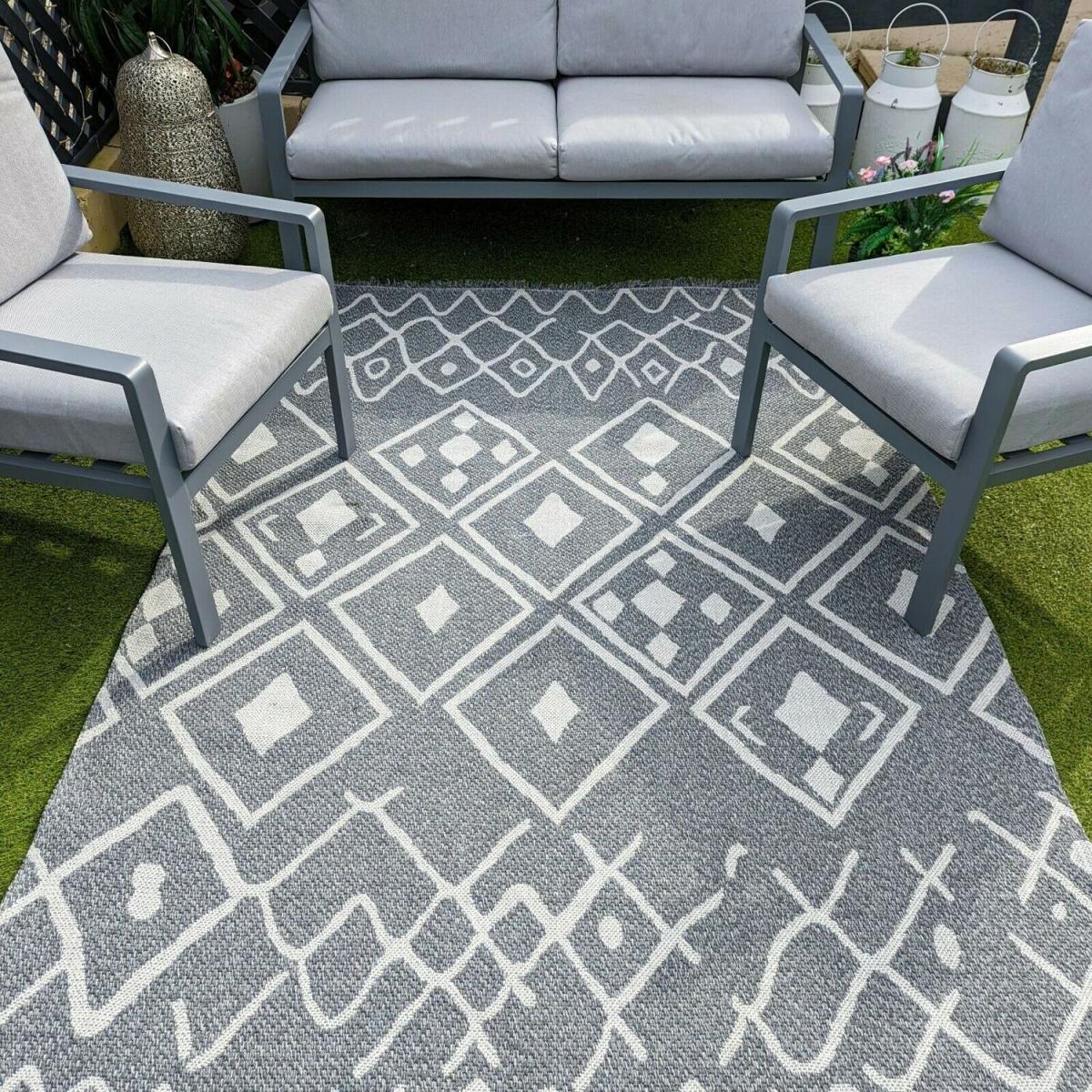 Moroccan Grey Indoor Outdoor Rug - Gala - Grey / 150cm – image 6