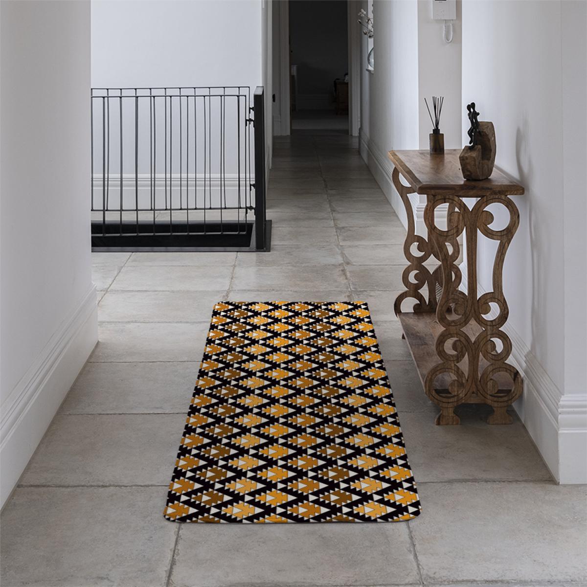 Repeated Triangles Geometric Background Runner Rug - Orange – image 4