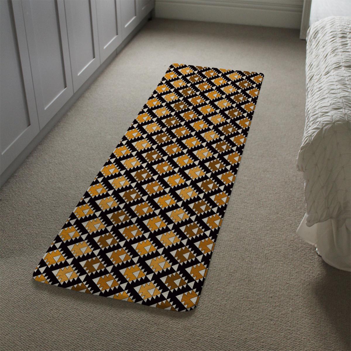 Repeated Triangles Geometric Background Runner Rug - Orange – image 1
