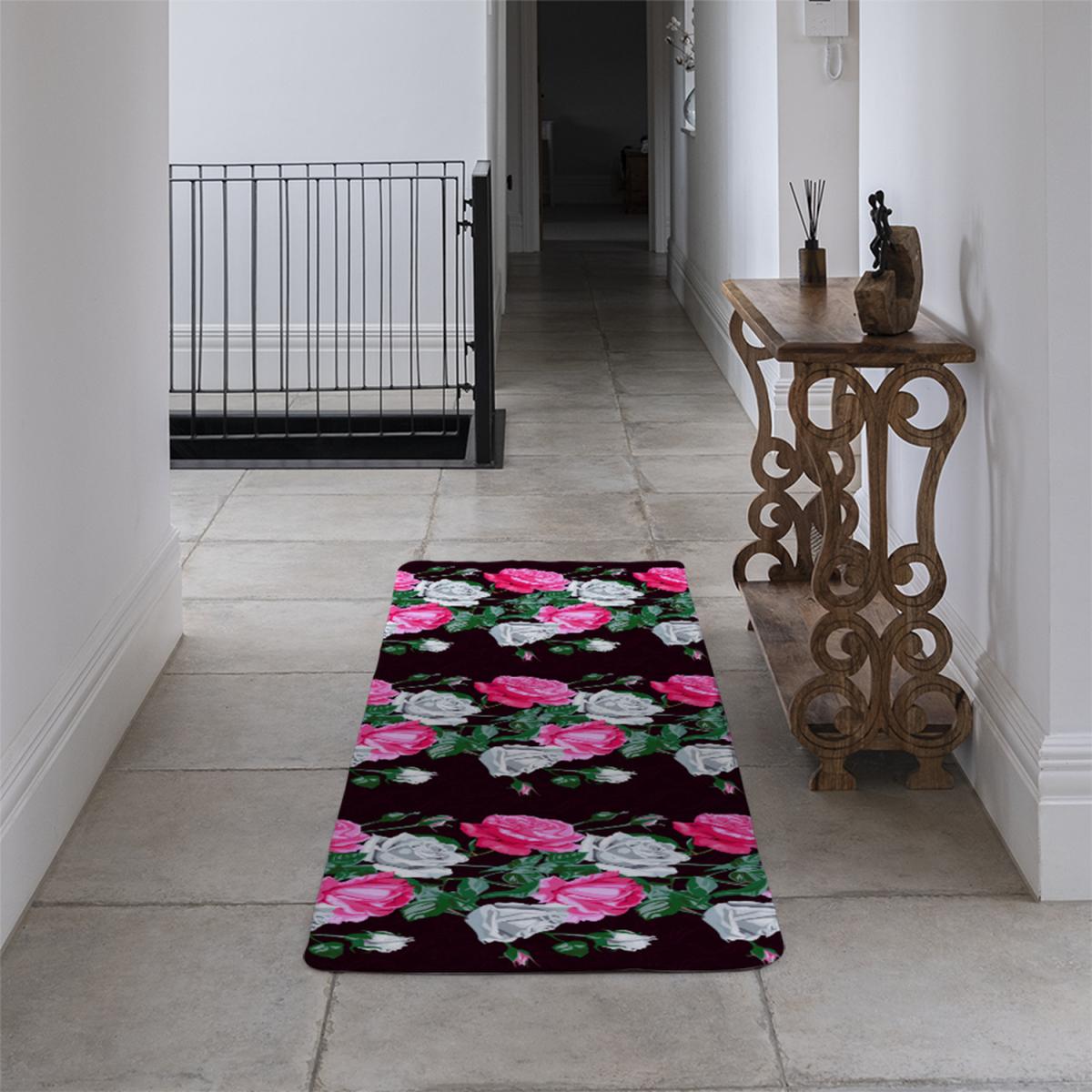 Pattern Of Pink And White Flowers Runner Rug - Pink – image 4