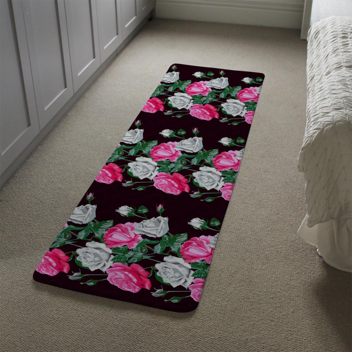 Pattern Of Pink And White Flowers Runner Rug - Pink – image 1