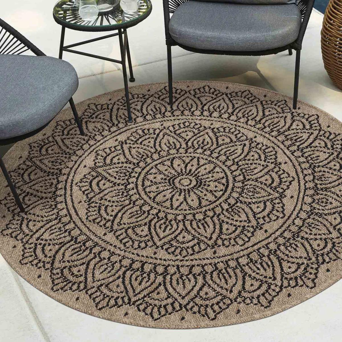 Modern Harper Floral Design Outdoor-Indoor Waterproof Rugs - Black – image 1