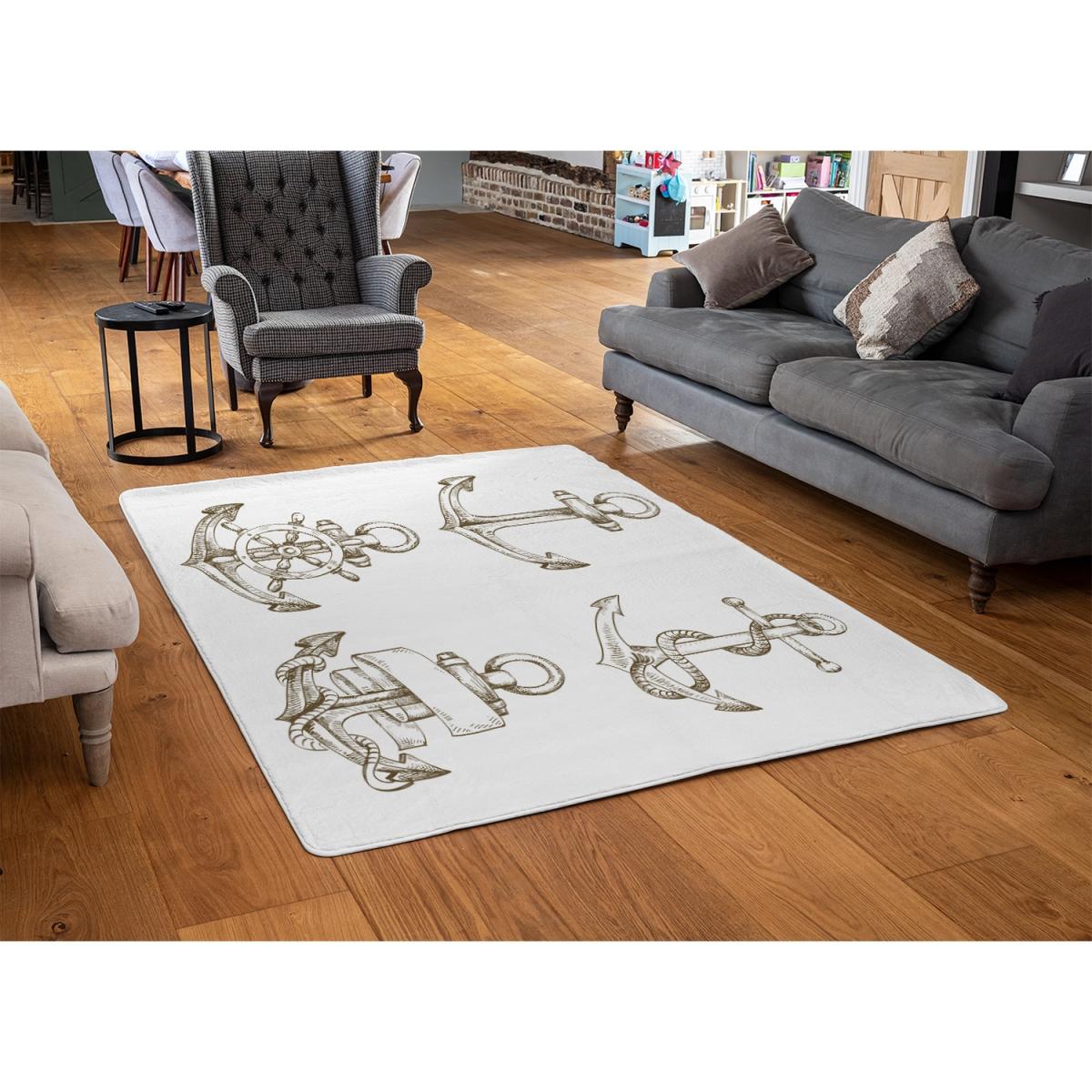 Drawn Anchors Designer Rug - White / 200cm – image 2