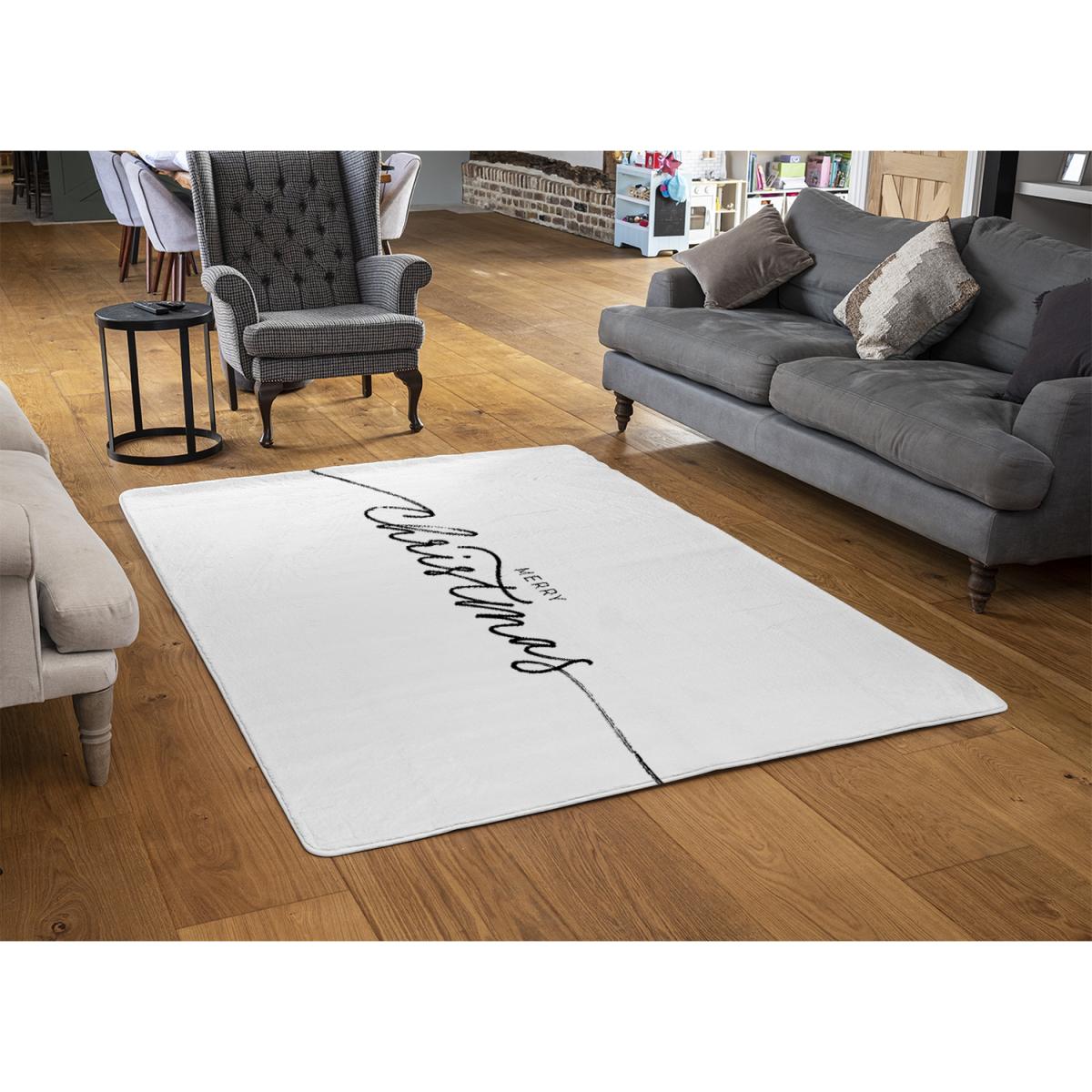 Merry Christmas Hand Drawn Lettering Style Rug - white / 230cm – image 2