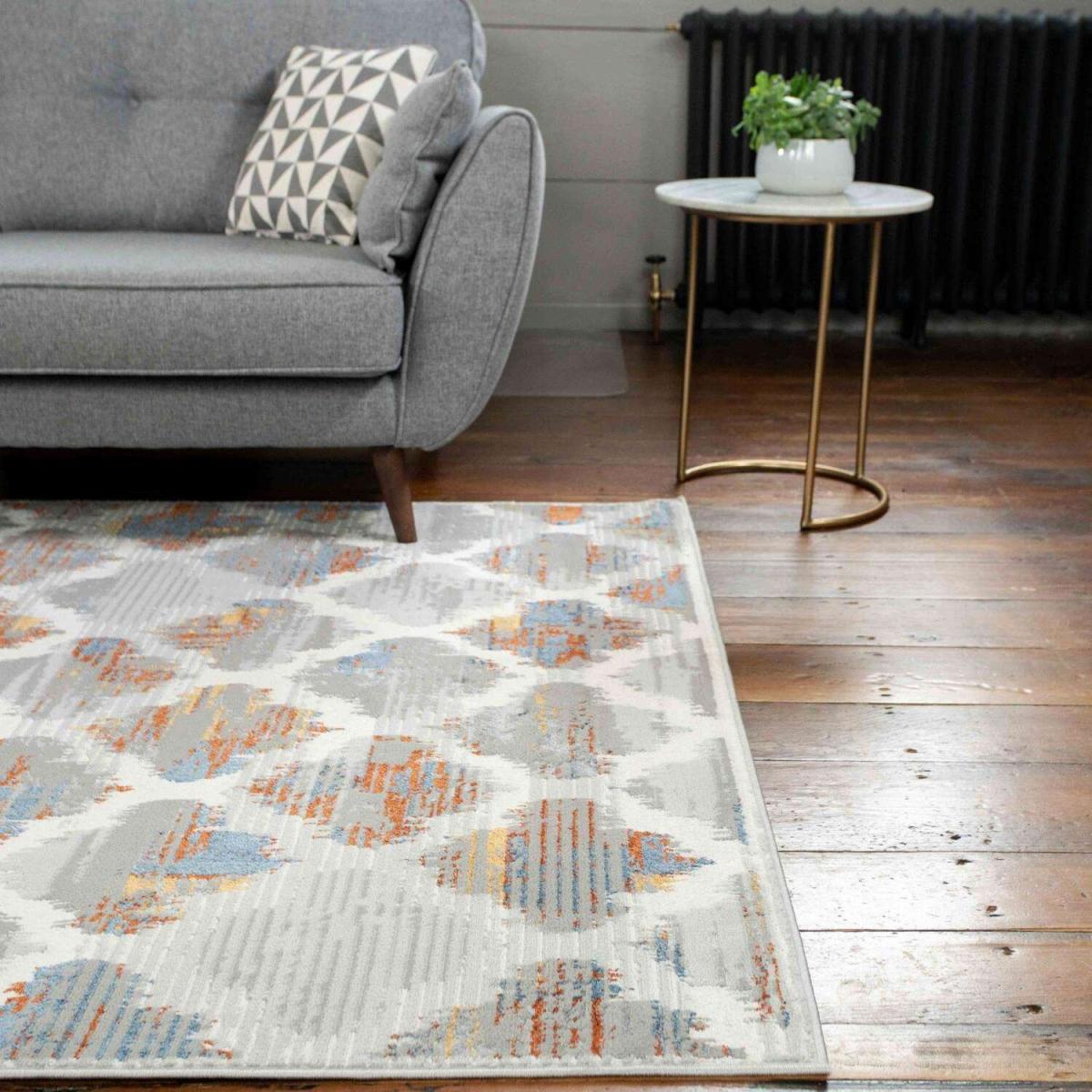 Grey And Terra Trellis Flatweave Rug - Orion - Grey / 6kg – image 4