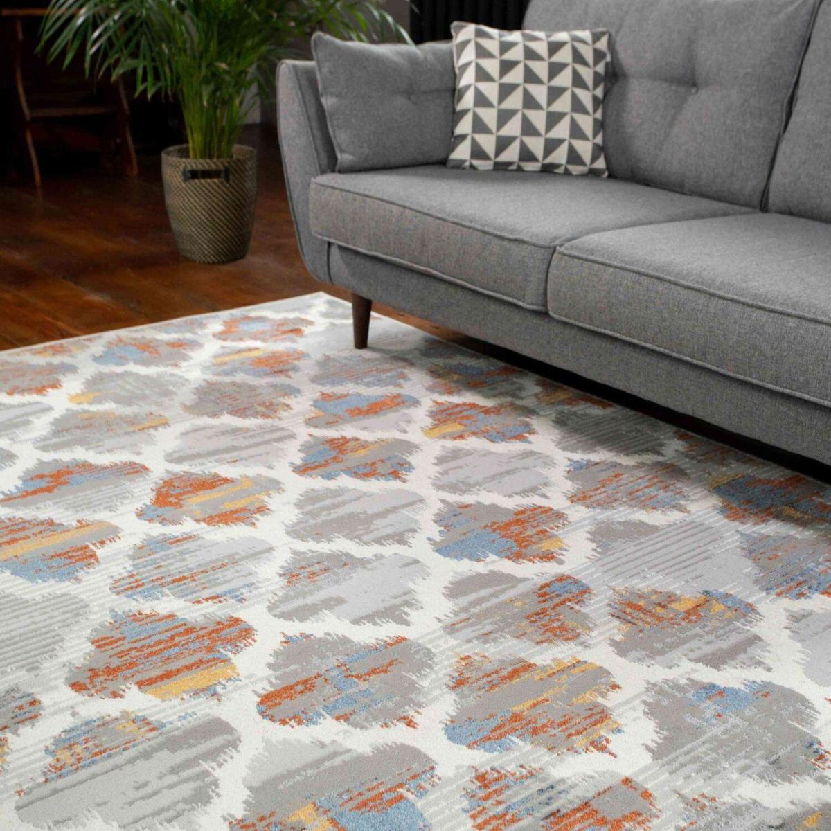 Grey And Terra Trellis Flatweave Rug - Orion - Grey / 6kg – image 1