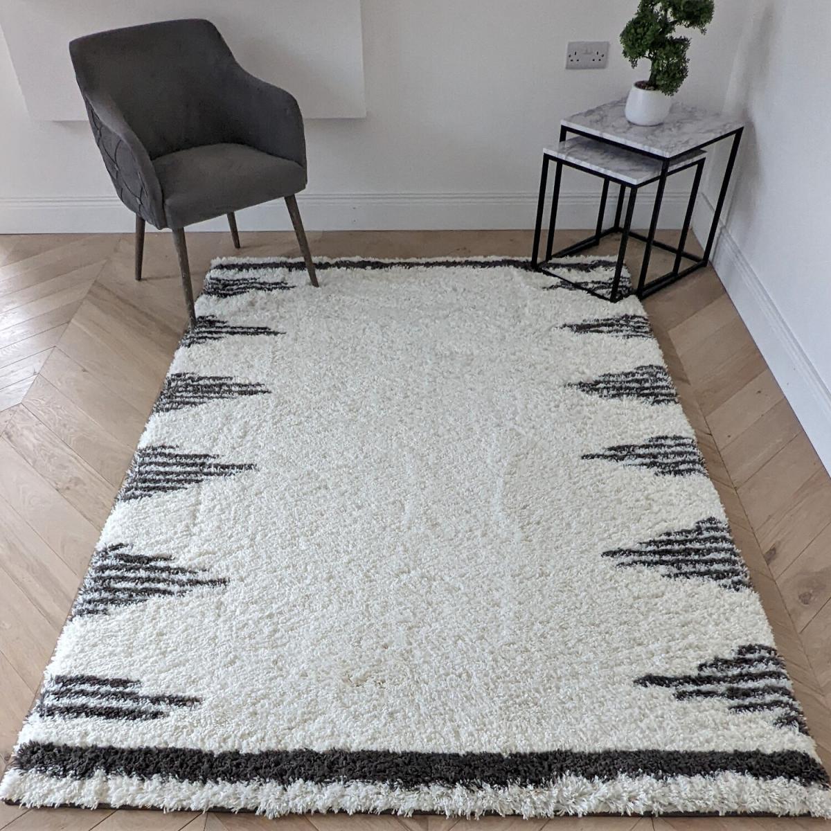 Ivory Thick 4cm Tribal Shaggy Rug - Ivory / 150cm – image 7