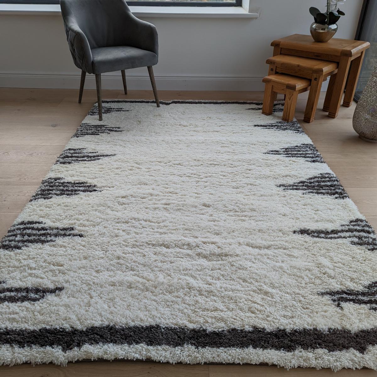 Ivory Thick 4cm Tribal Shaggy Rug - Ivory / 150cm – image 9