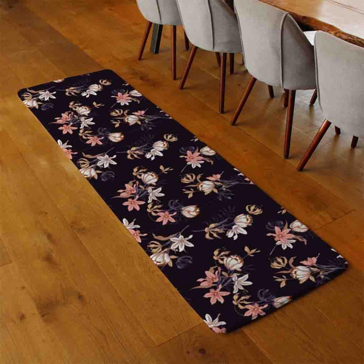 Blossoming Flowers Runner Rug - Black – image 3