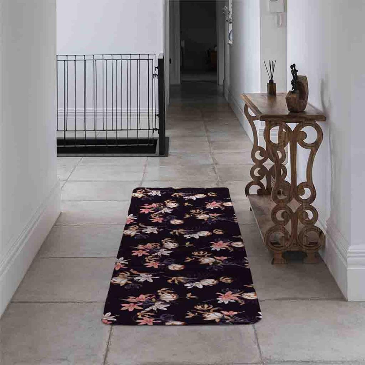Blossoming Flowers Runner Rug - Black – image 4