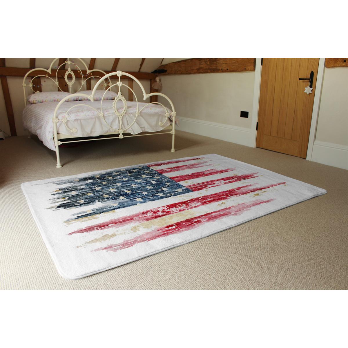 American Grunge Flag Designer Rug - Red / 110cm – image 3