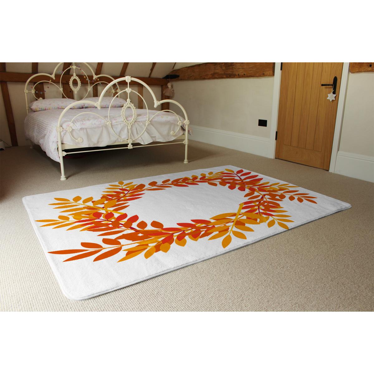 Orange Red Autumn Leaves Designer Rug - Orange / 110cm – image 3