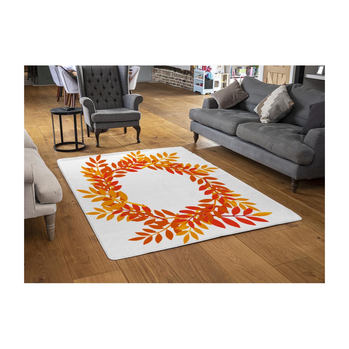Orange Red Autumn Leaves Designer Rug - Orange / 110cm – image 1