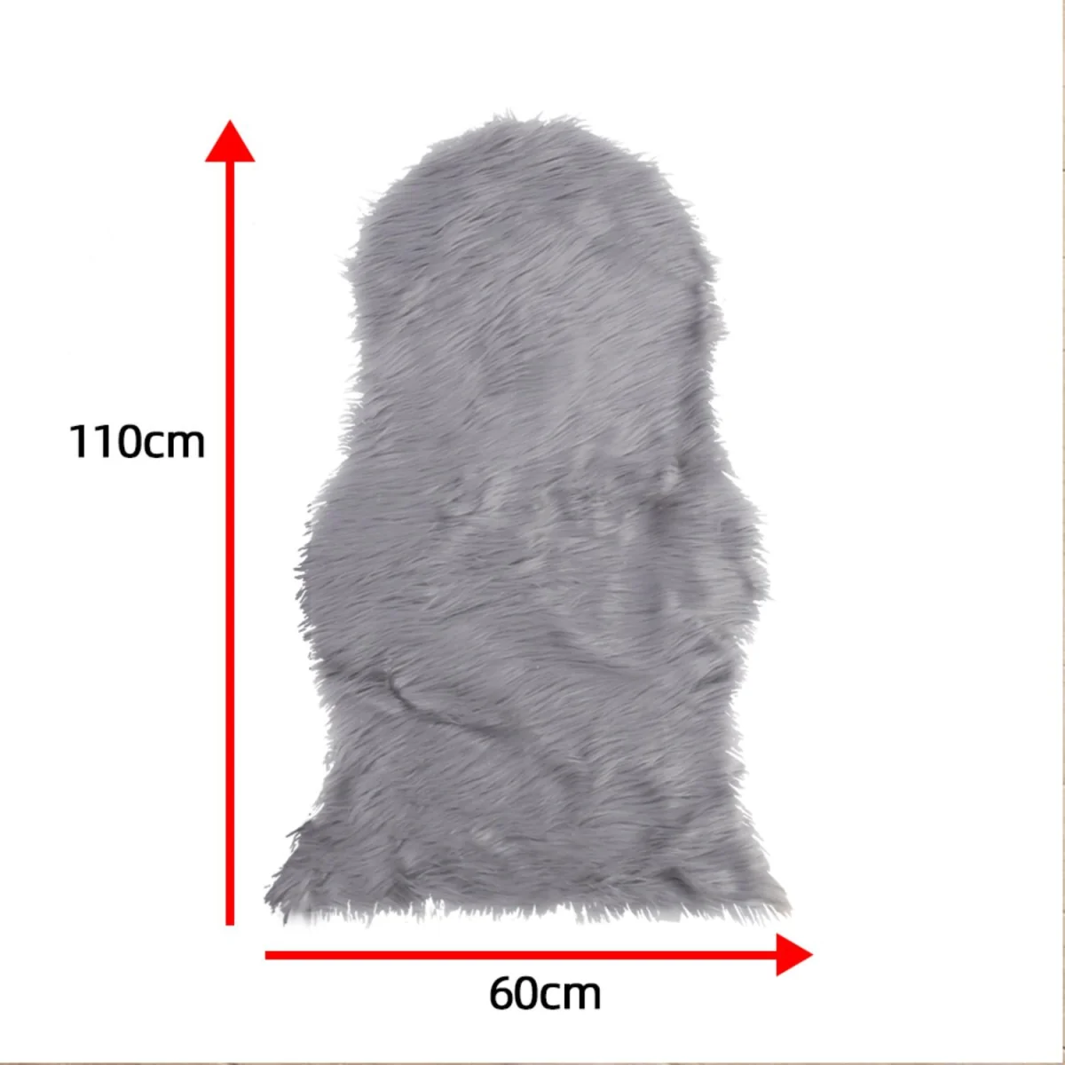 Large Faux Fur Sheepskin Rug Grey Fluffy Hairy Mat Soft - Grey – image 3